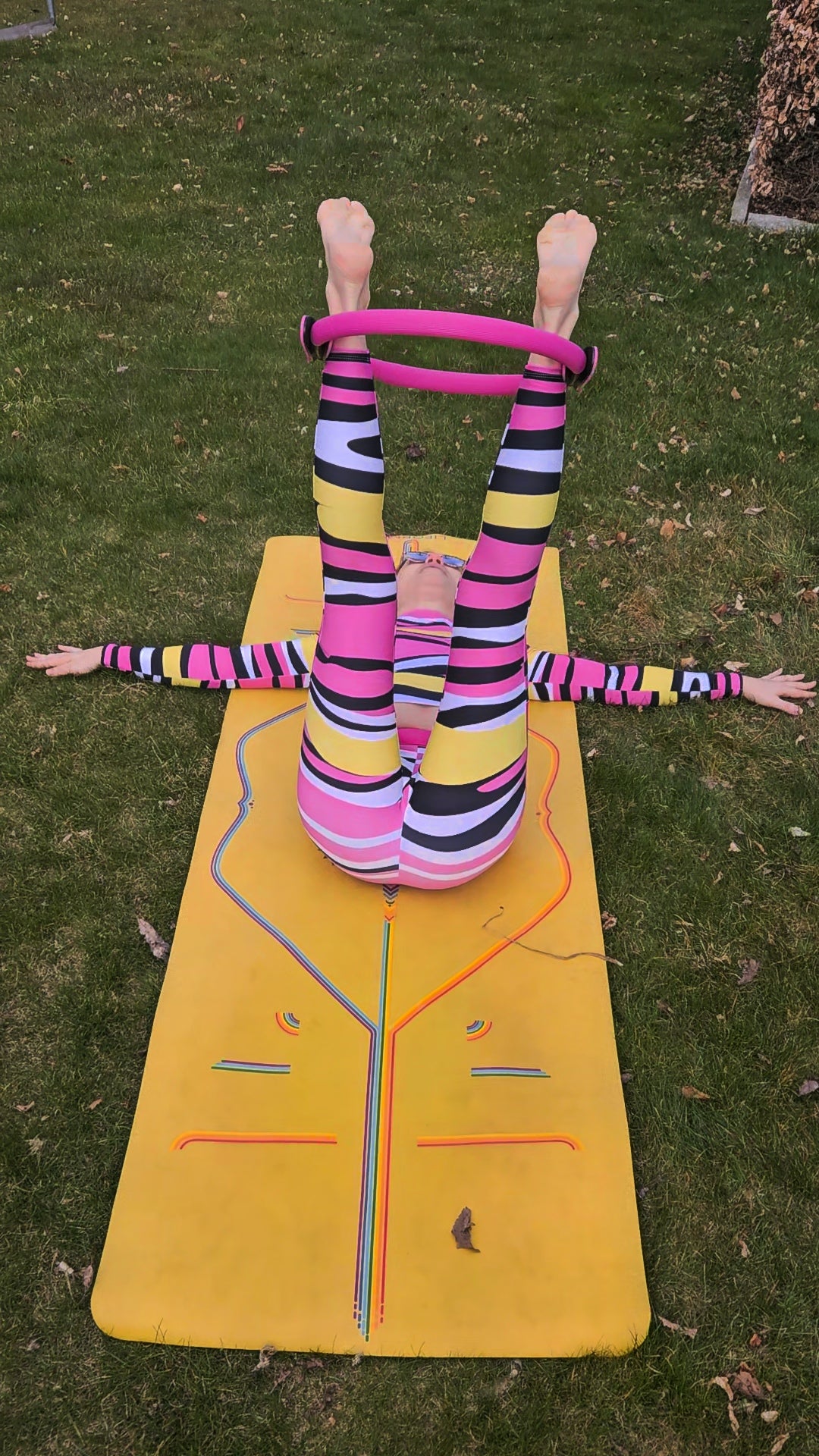 Pretty Pink Purrfect Animal Stripe Womens Yoga Leggings