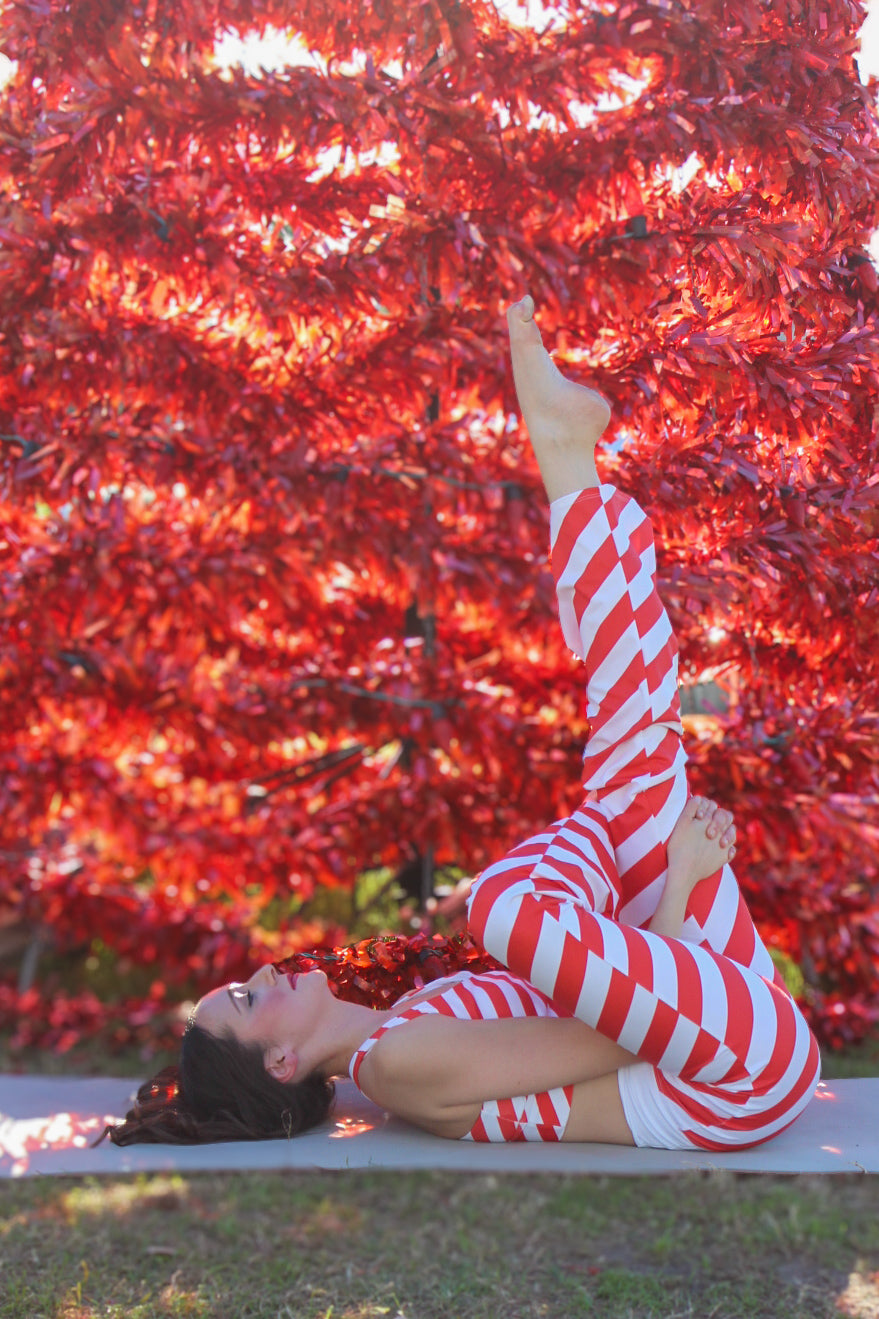 Holiday Peppermint Stripe Flare leggings