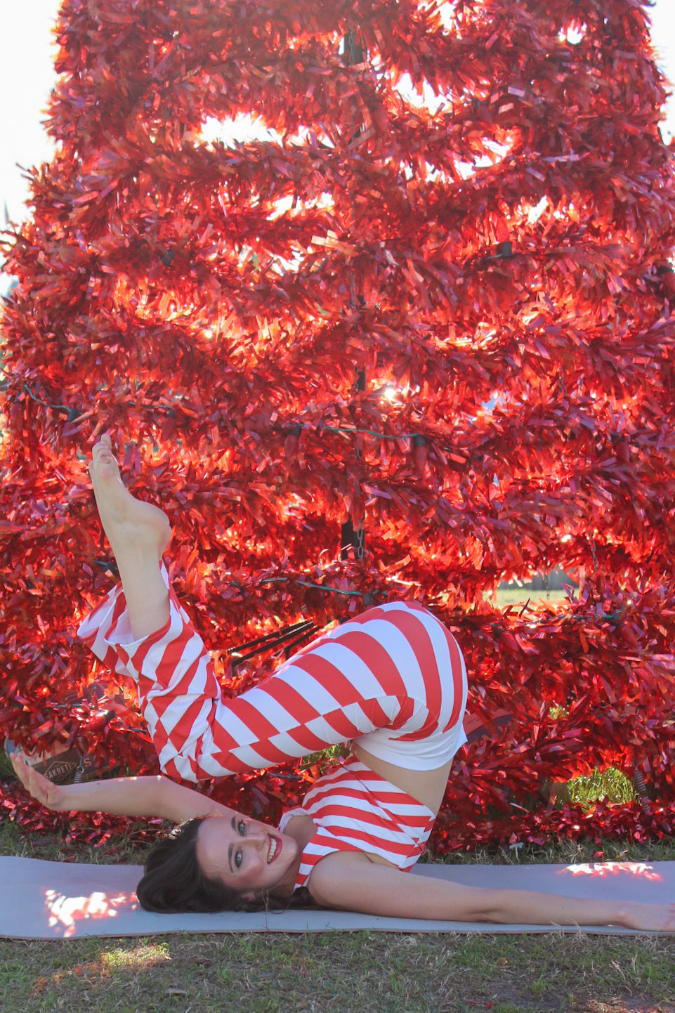 Holiday Peppermint Stripe Flare leggings