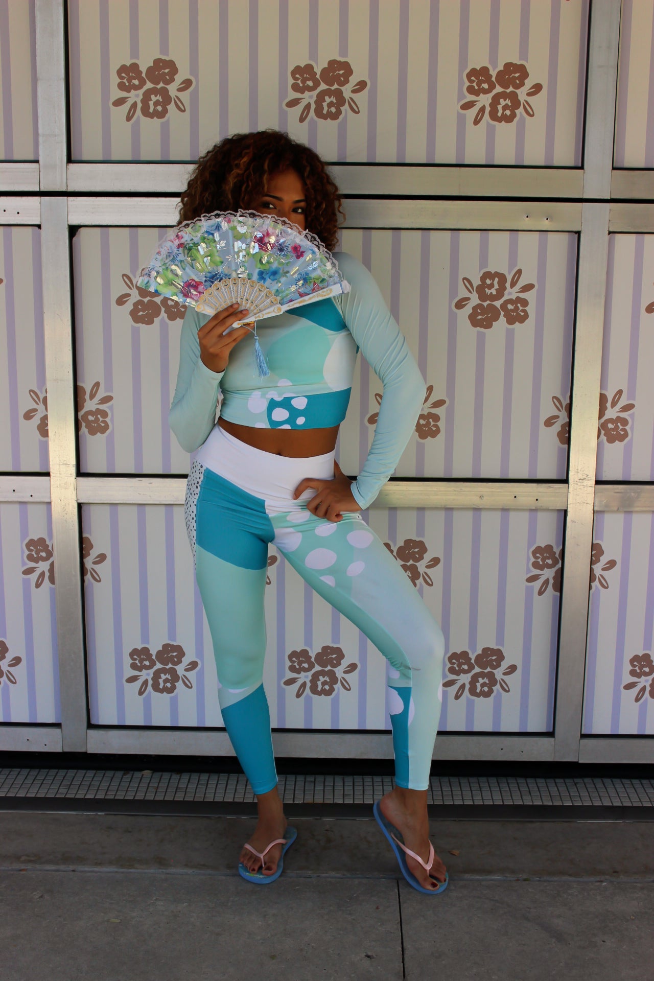 Blue Sea Bubbles Compression Crop Top