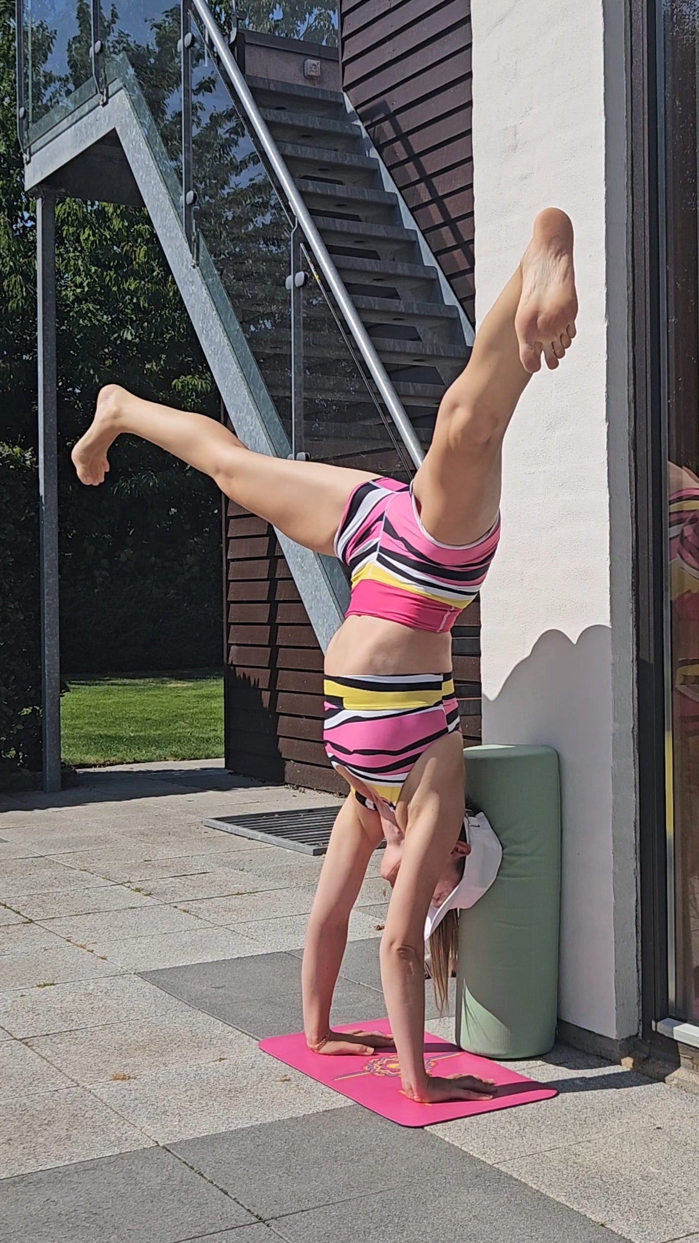 Pretty Pink Purrfect Animal Stripes Yoga Workout Shorts