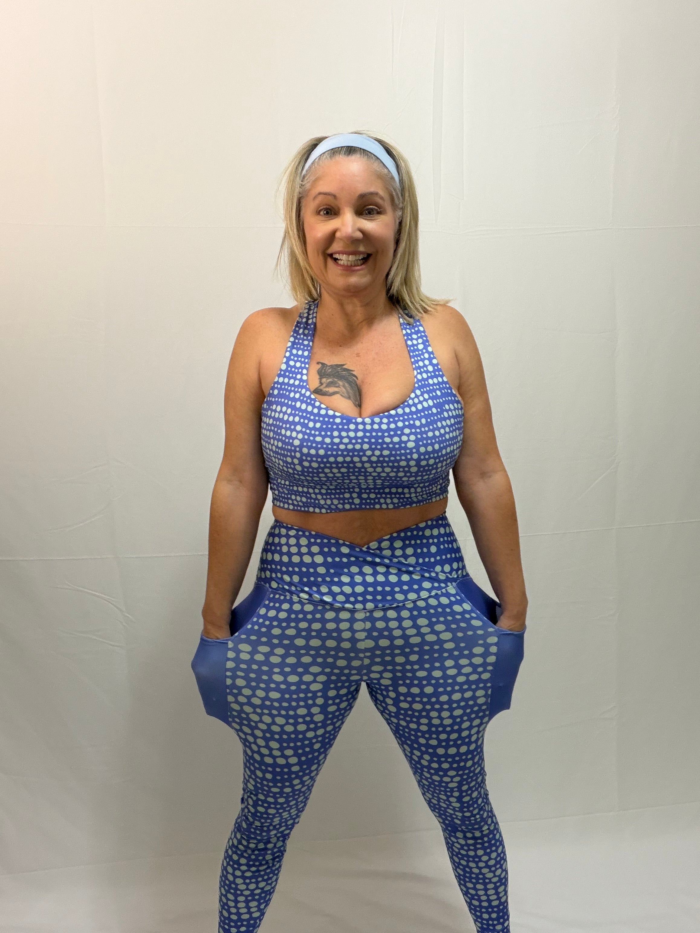 High-Waist Leggings – Purple Skipping Stones