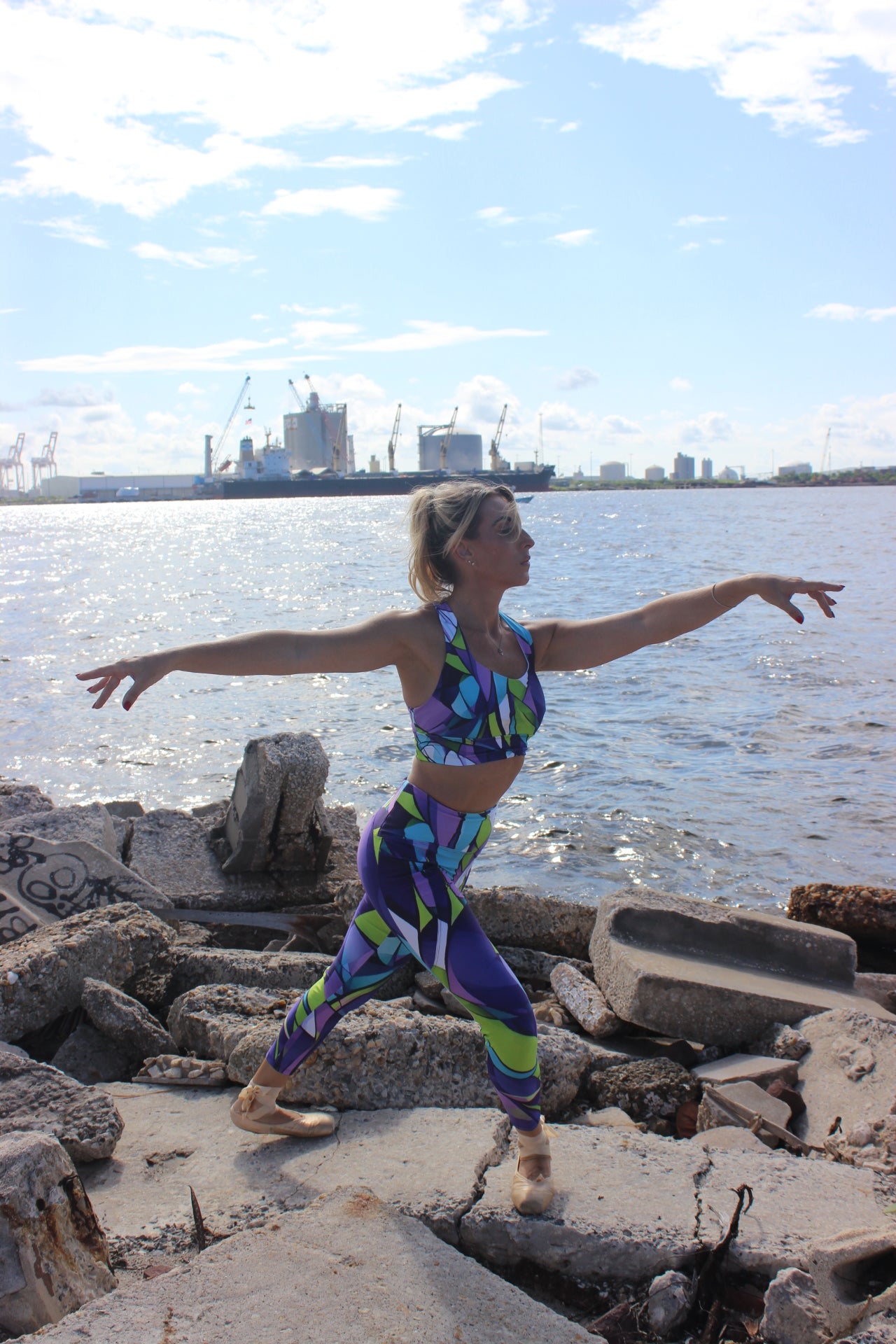 Purple Funk Printed Yoga Leggings for Women