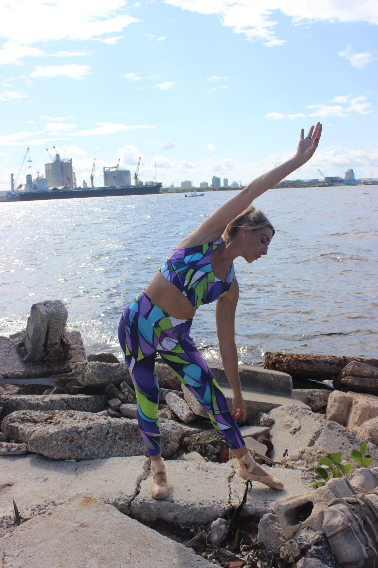 Purple Funk Printed Yoga Leggings for Women