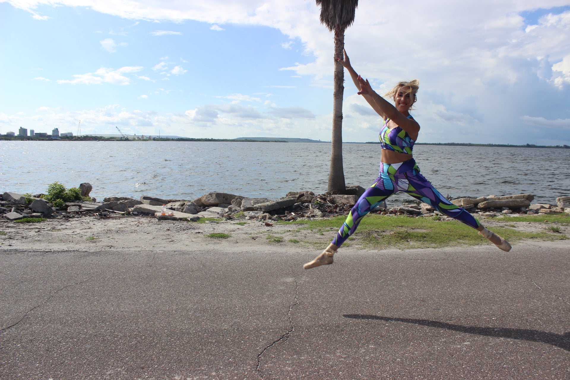 Purple Funk Printed Yoga Leggings for Women