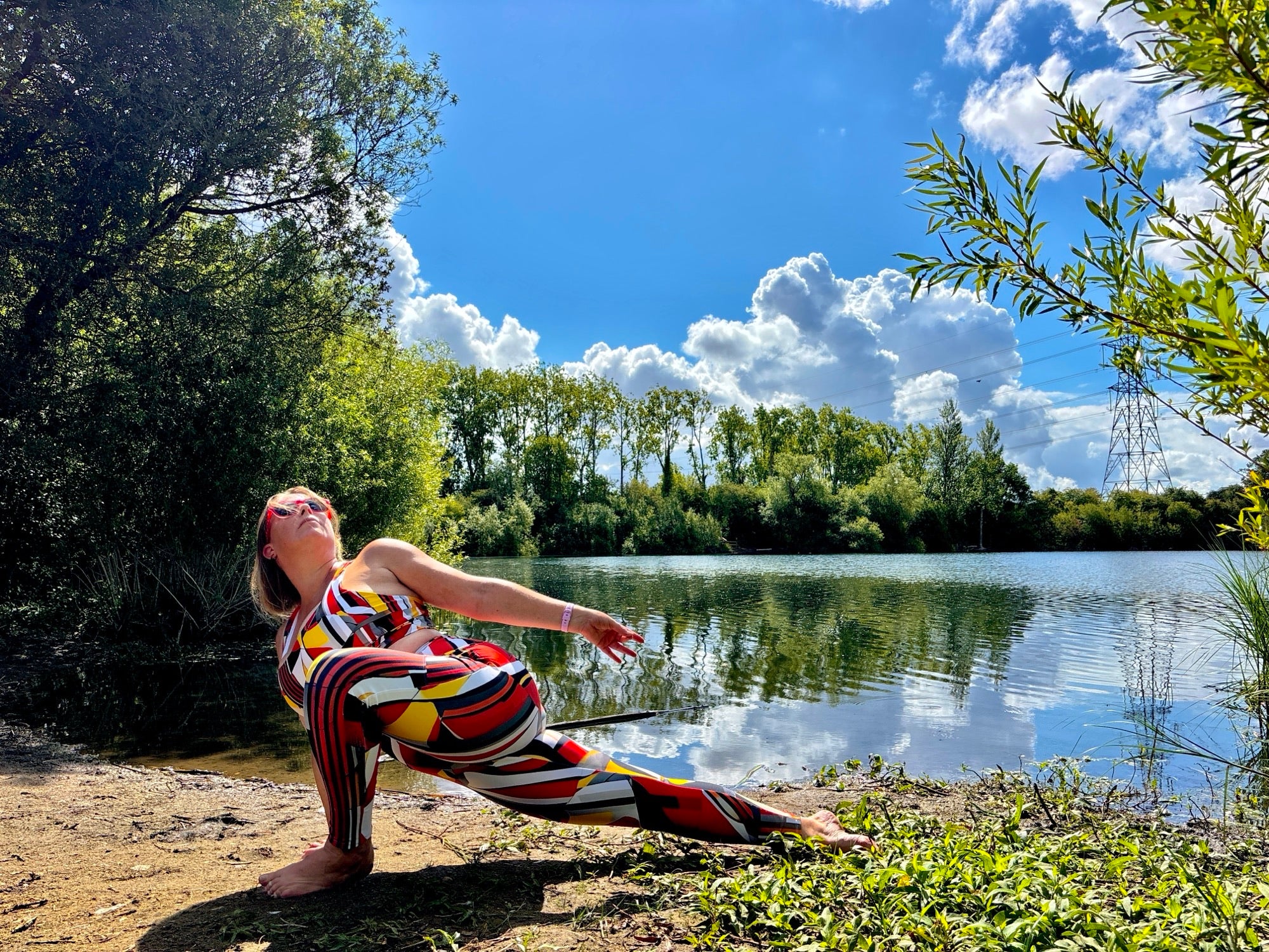 Geometric Print Yoga Leggings- Dusk Drifter