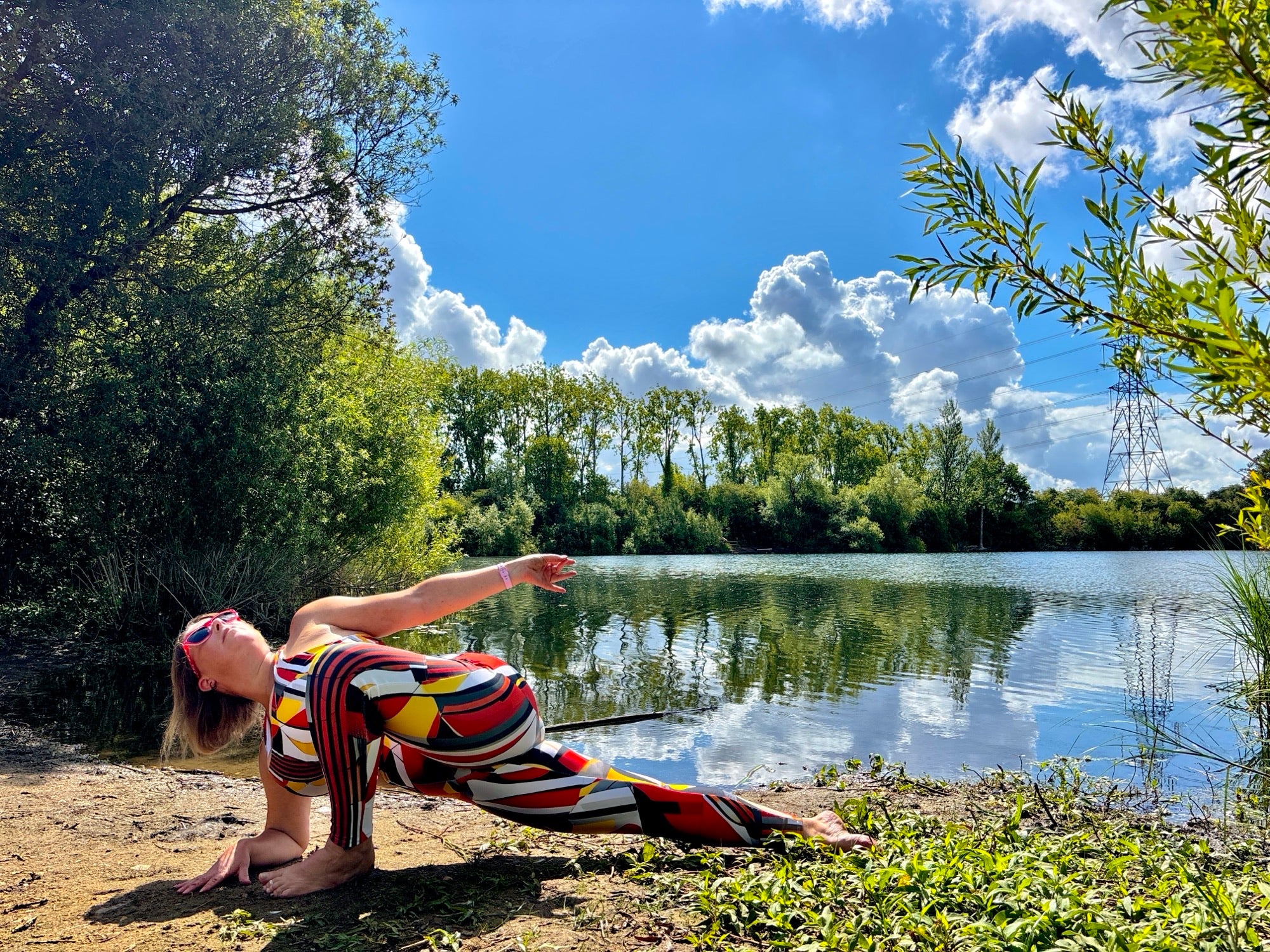 Geometric Print Yoga Leggings- Dusk Drifter