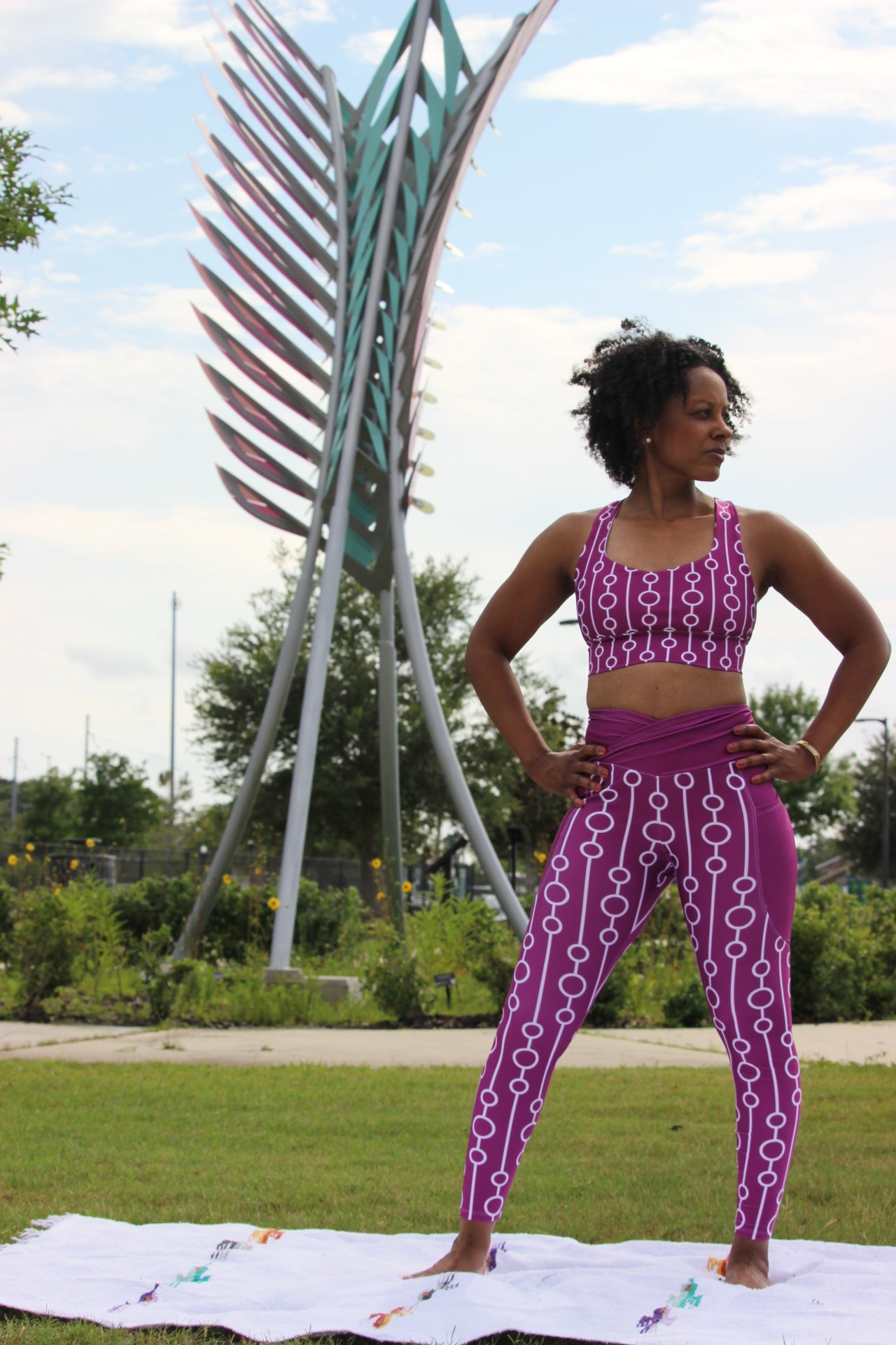 Purple infinity Circle Crossover Waist Leggings