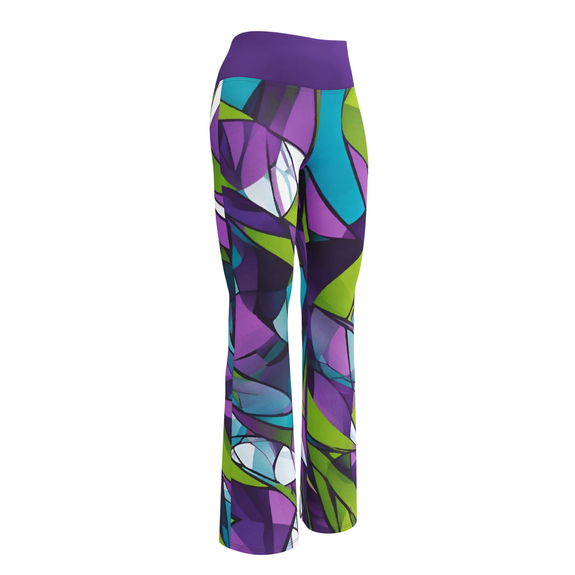 Purple Funk geometric print flare yoga leggings women