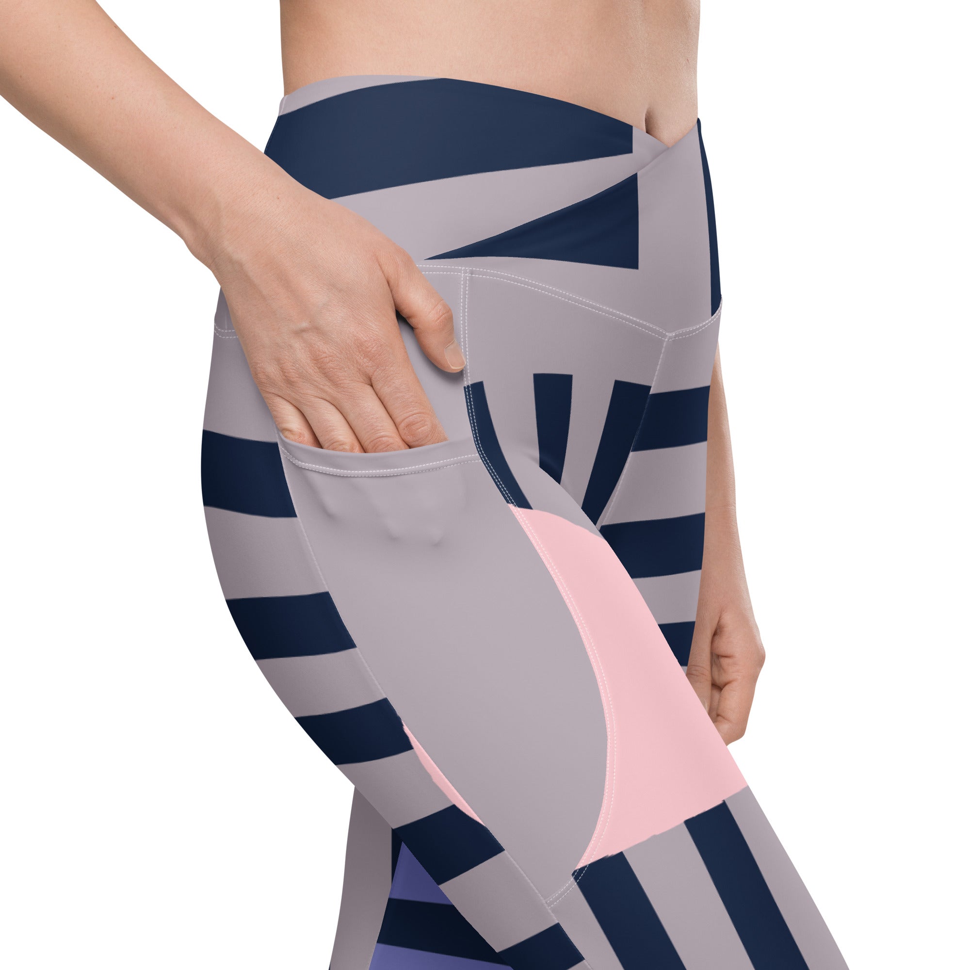 Lavender Lyrics Geometric Crossover Waist Leggings