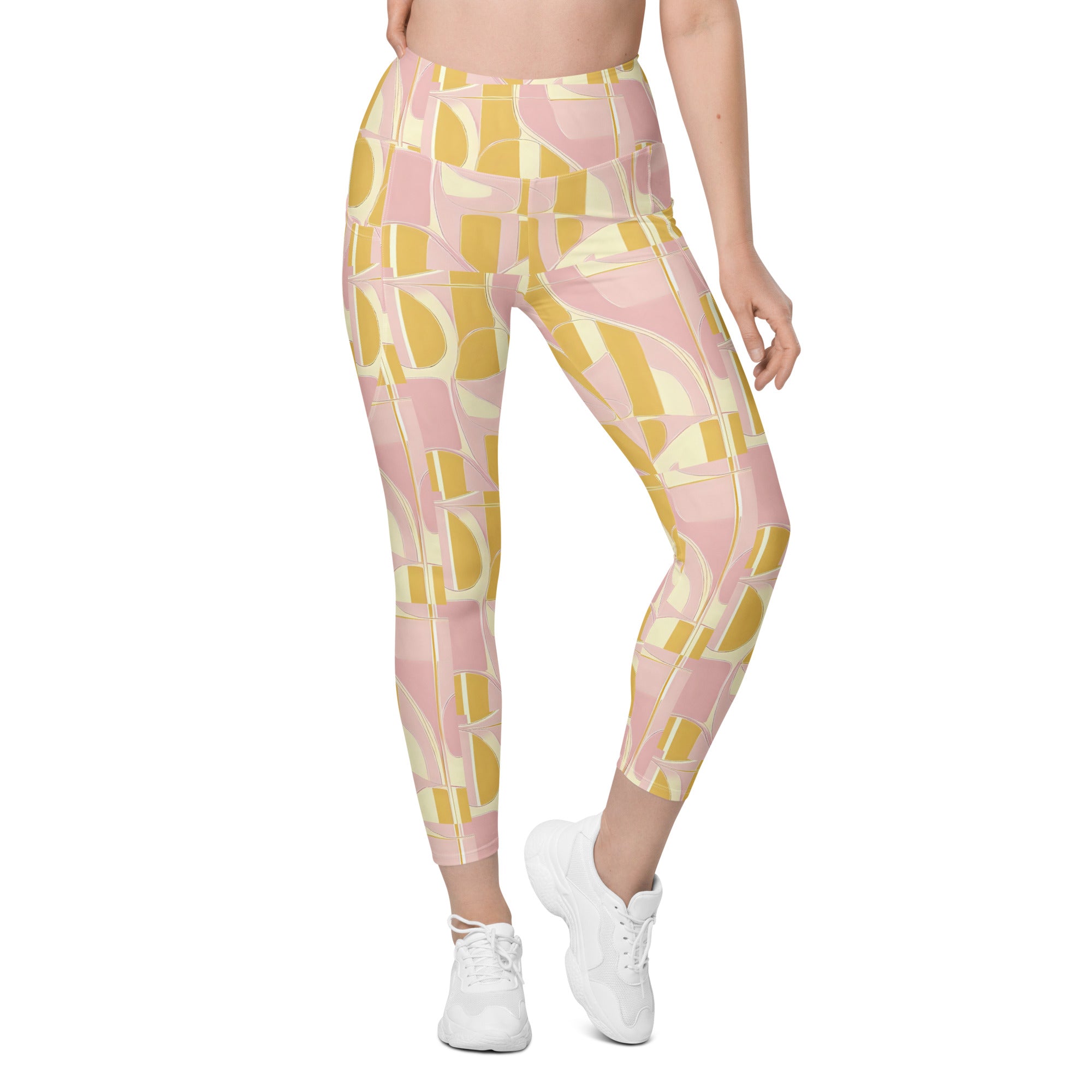 recycled polyester yoga leggings with long pockets