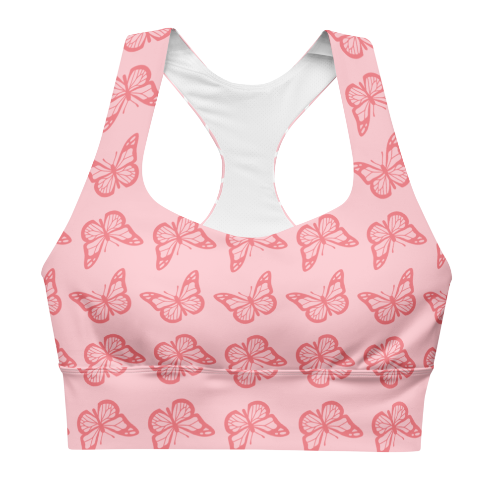 Pink butterflies Women's Racerback Sports Bra