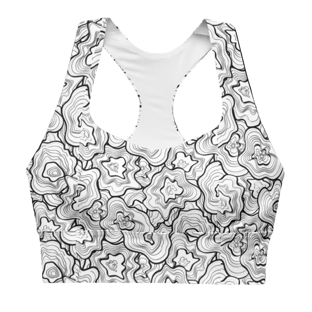 My Velveteen Habit womens abstract flower power high-impact sports bra
