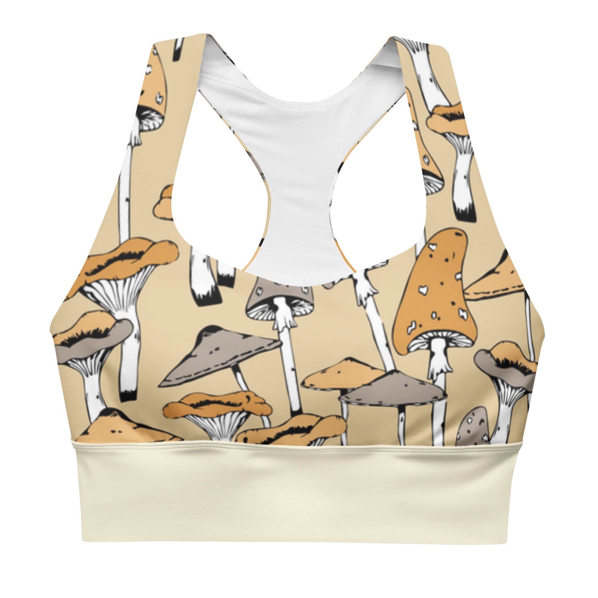 My Velveteen Habit womens mushroom lover print eco sports bra