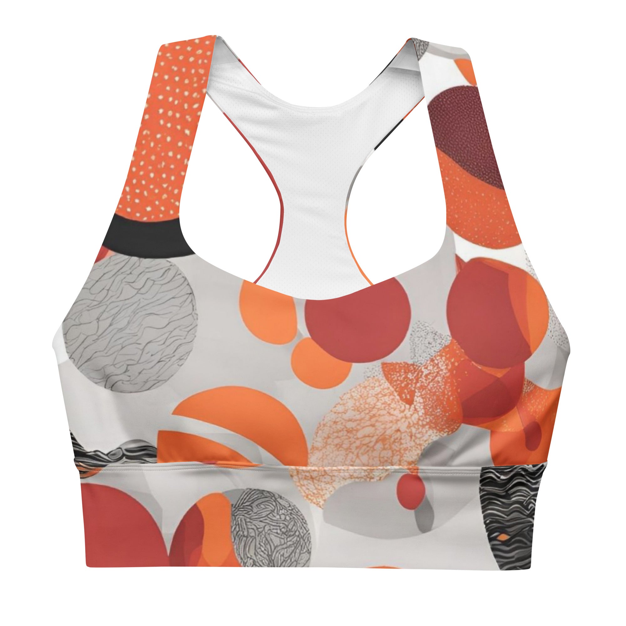 Meditation Circles geometric print recycled racerback sports bra yoga