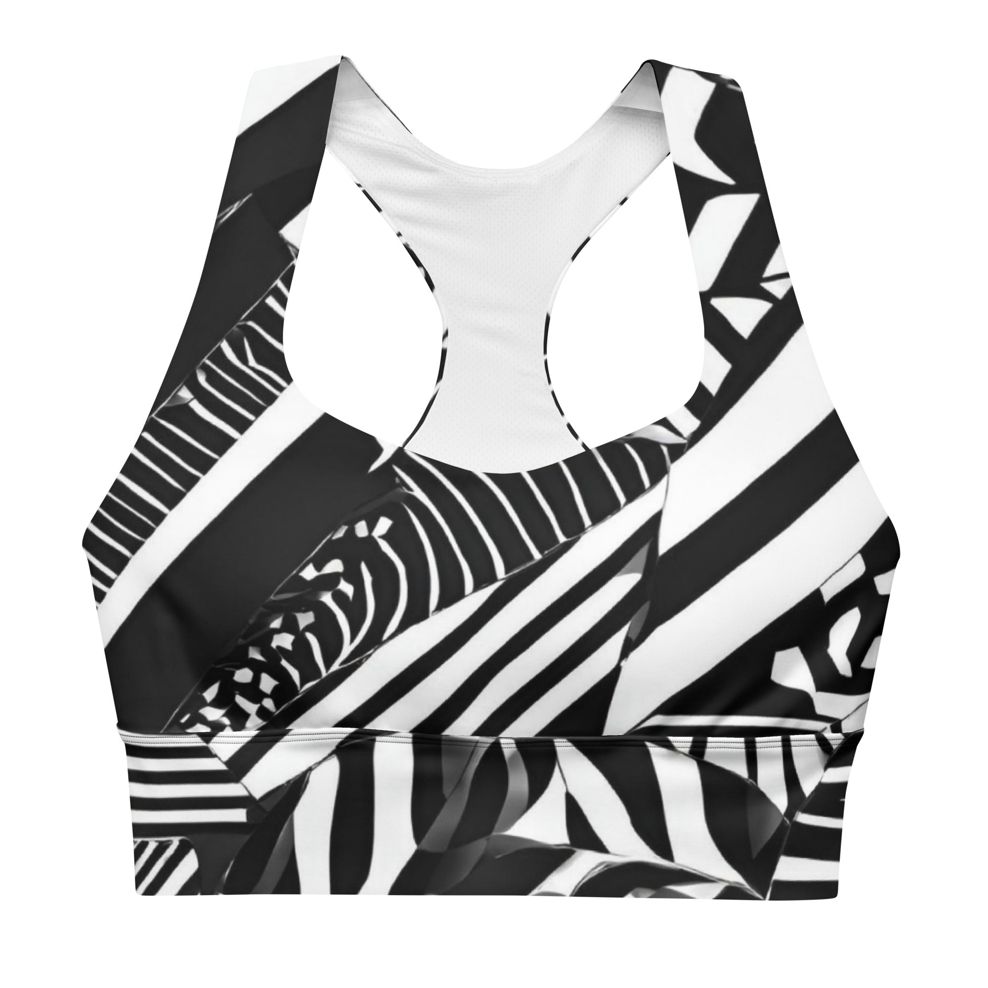 Eclectic Electric geometric print recycled sports bra yoga workout
