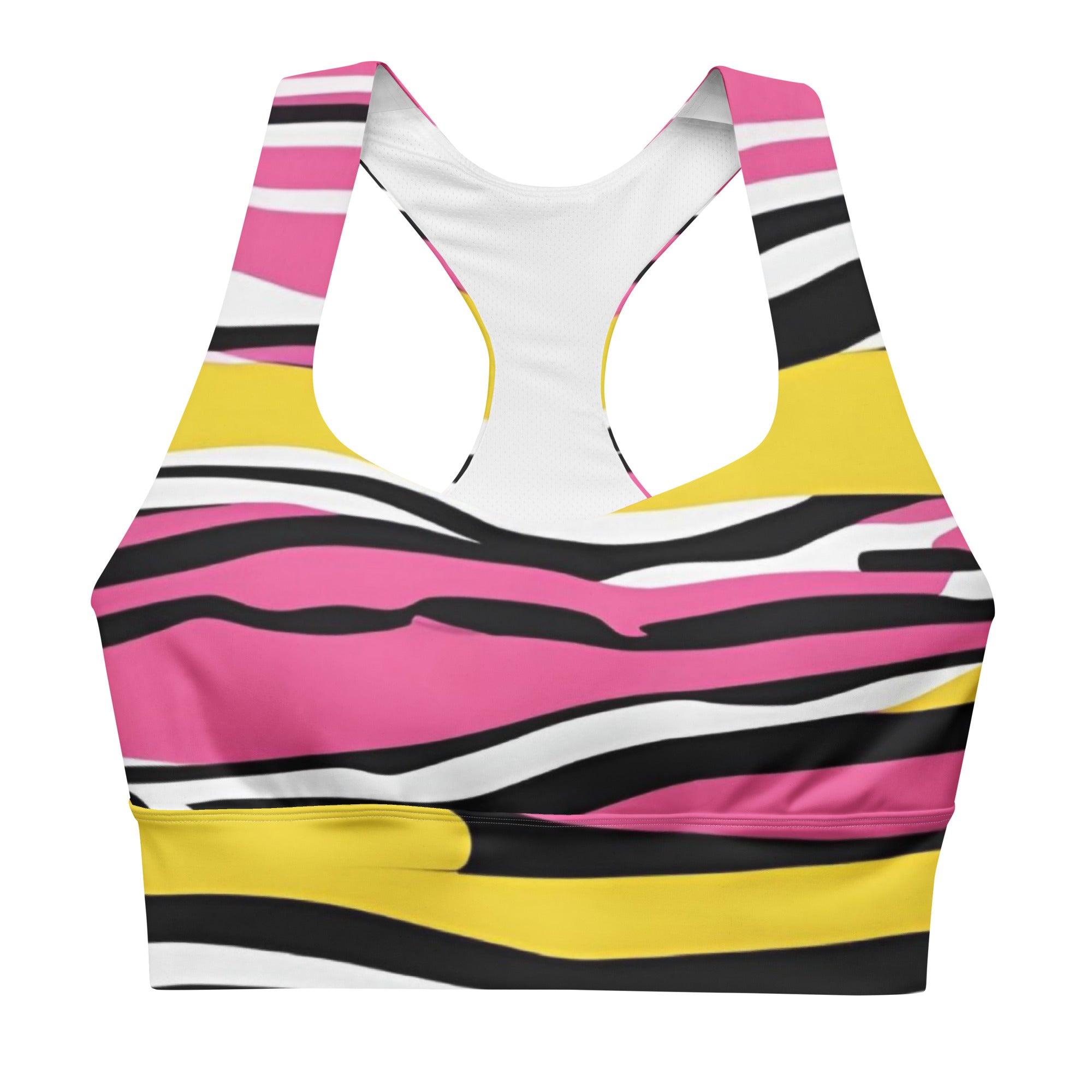 My Velveteen Habit womens pretty pink purrfect animal stripes sports bra