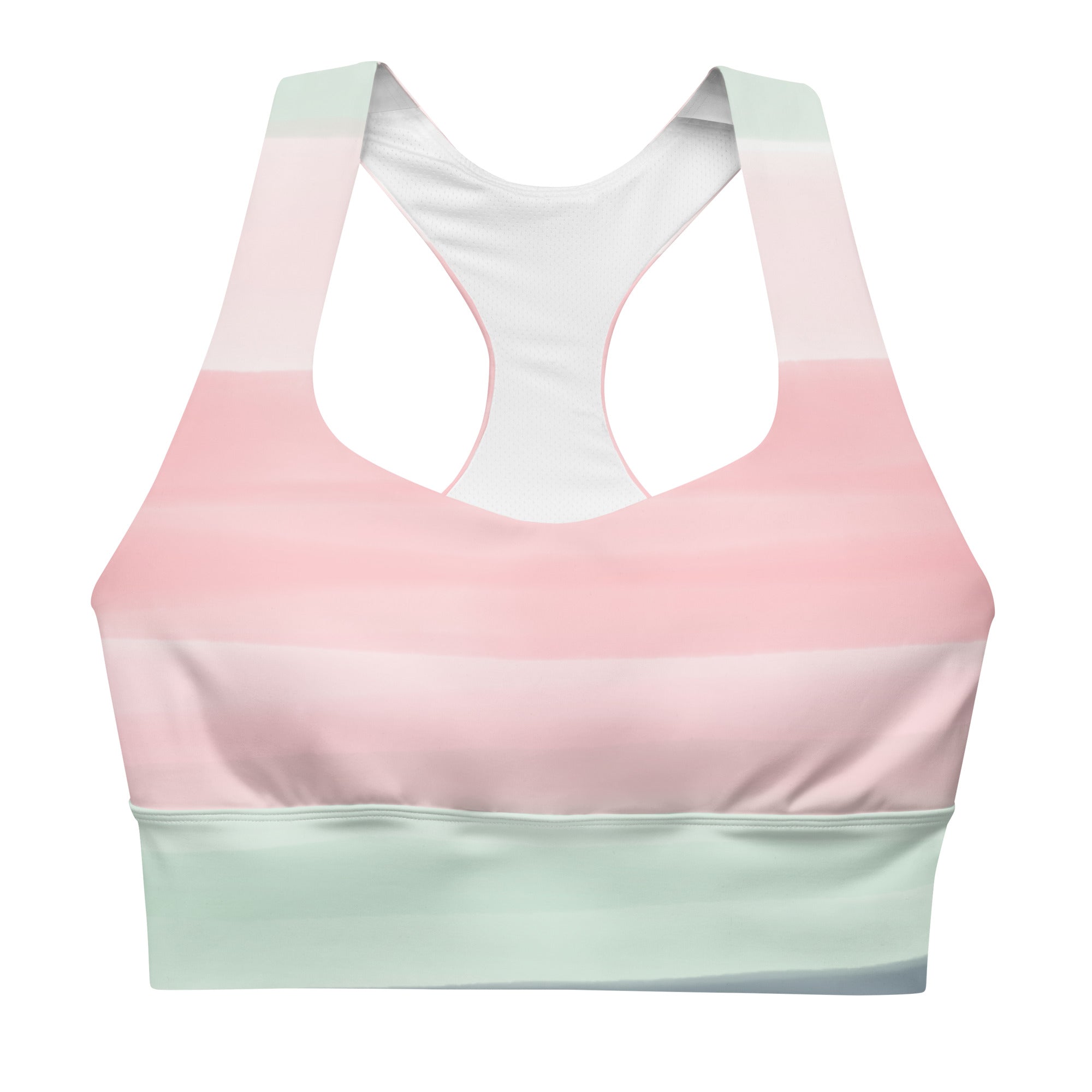 My Velveteen Habit womens serene pink prayers print sports bra
