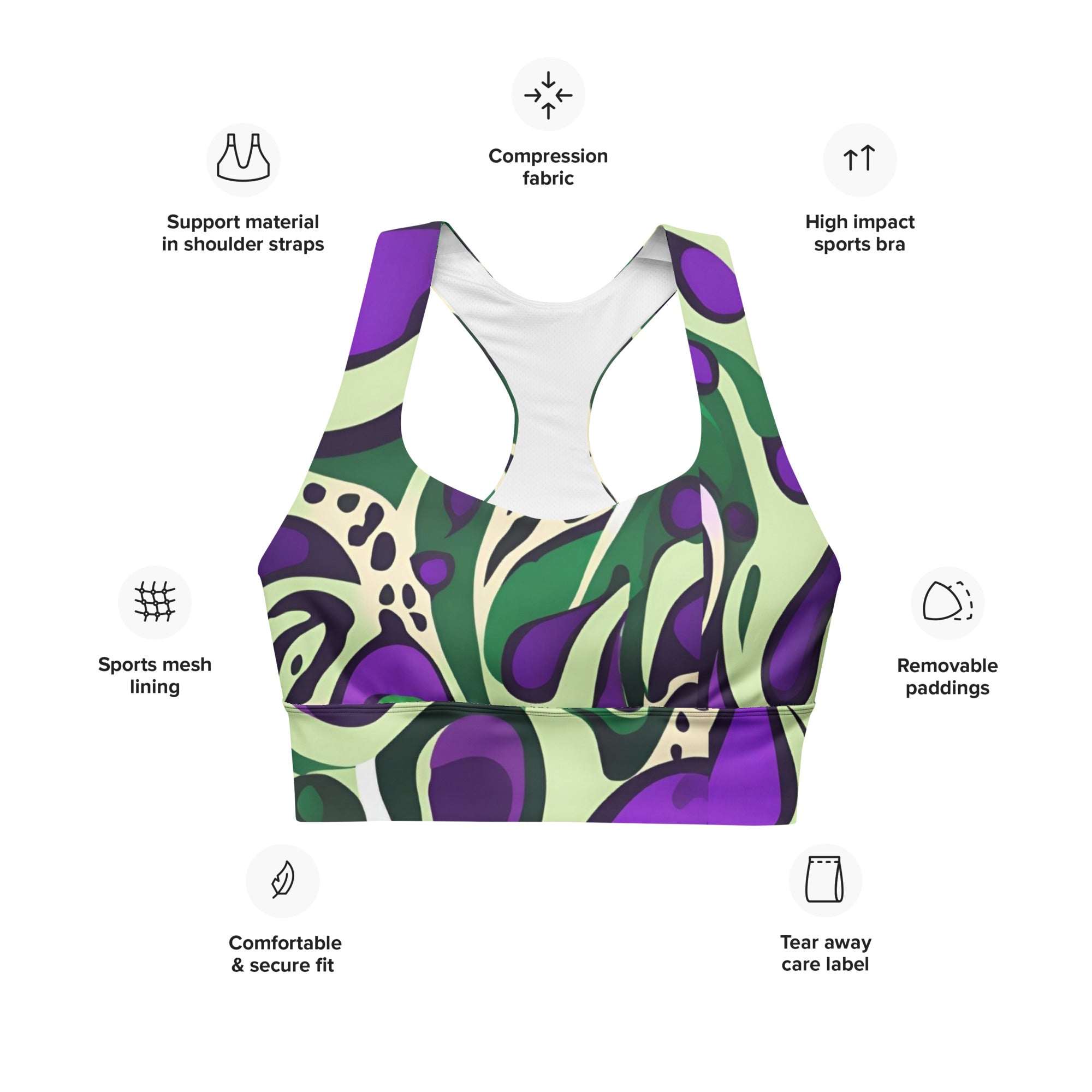 Unique Purple Paisley Sports Bra