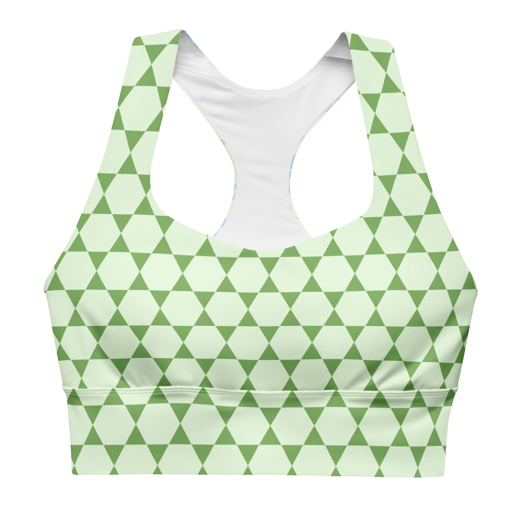 Lime Green geometric floral print recycled racerback sports bra yoga