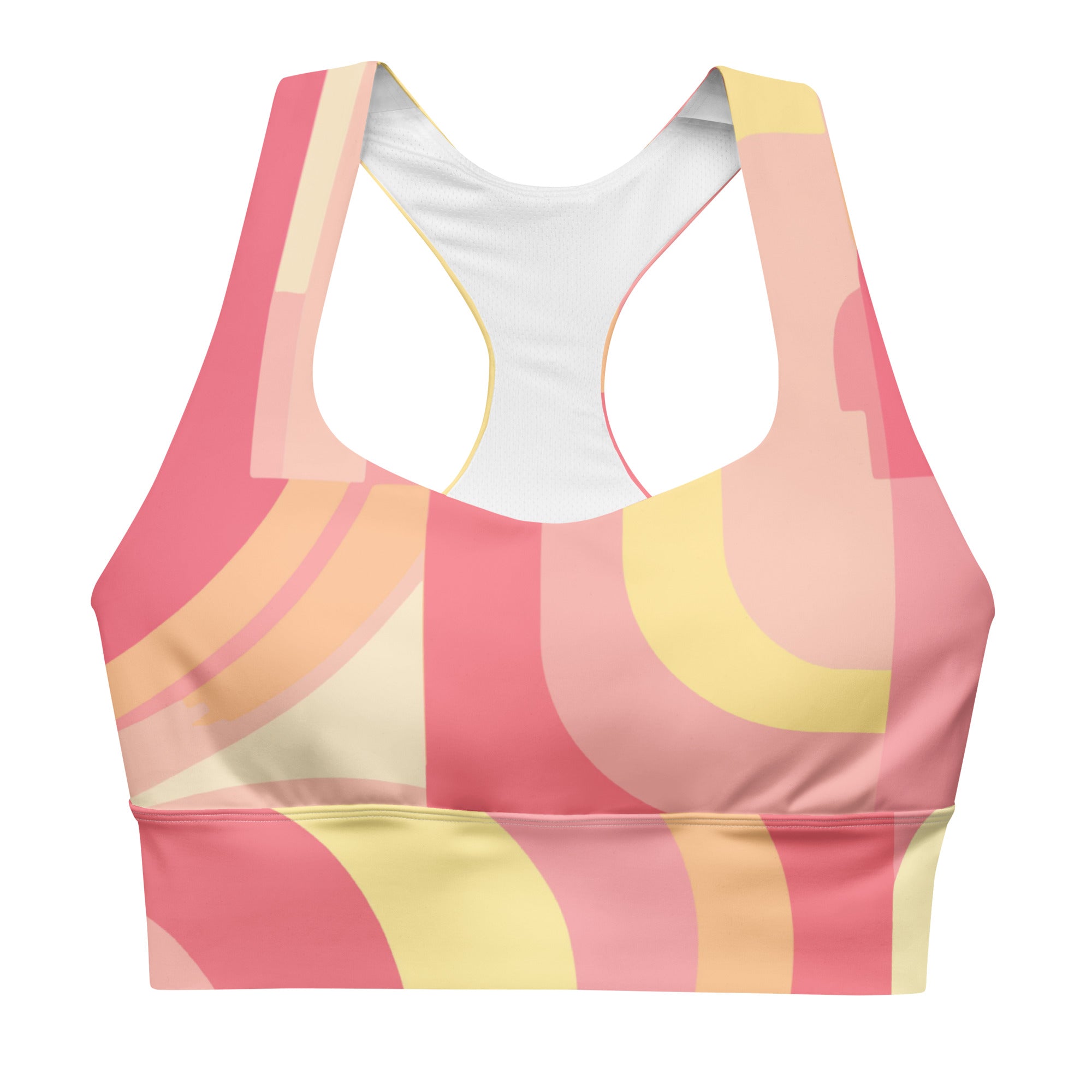 My Velveteen Habit womens Sweet Sol geometric melon recycled sports bra