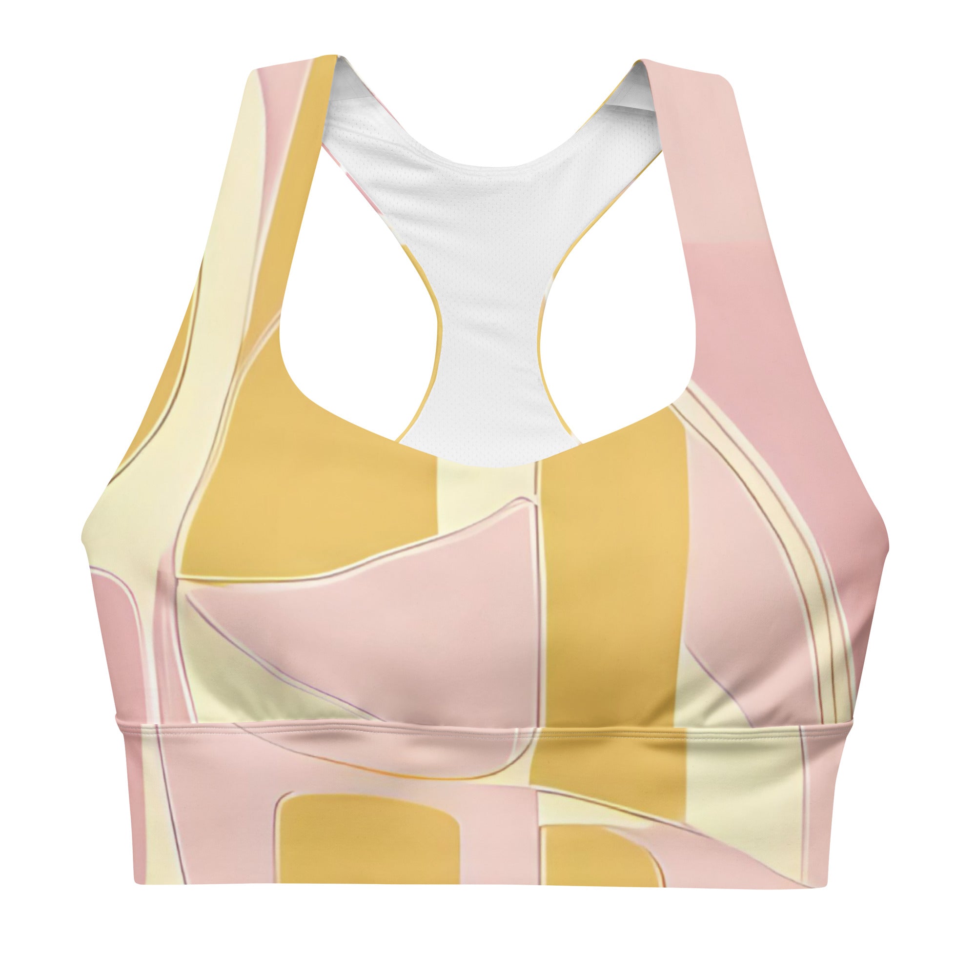 Sweet Sol Pale Pastels geometric print recycled sports bra yoga