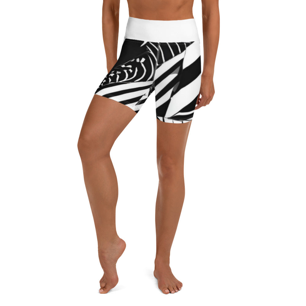 Eclectic Electric geometric print women's yoga shorts recycled