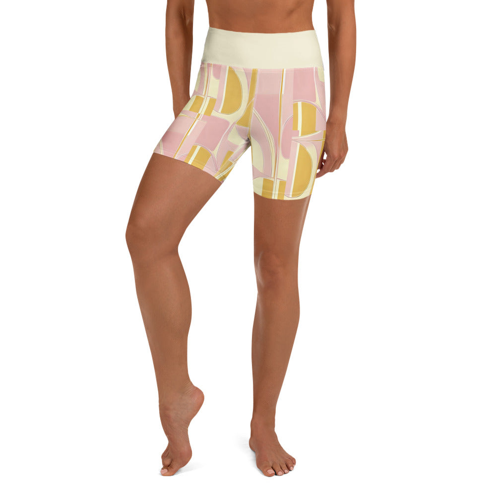 Sweet Sol Pale Pastels geometric print women's yoga shorts