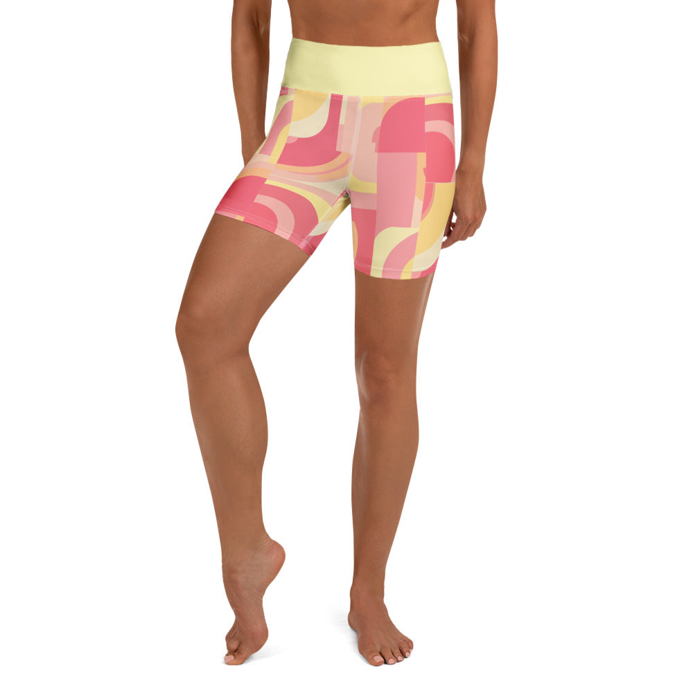 Sweet Sol Melon geometric print recycled women's yoga shorts