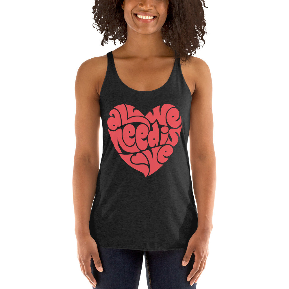 All We Need is Love women's graphic heart racerback tank top