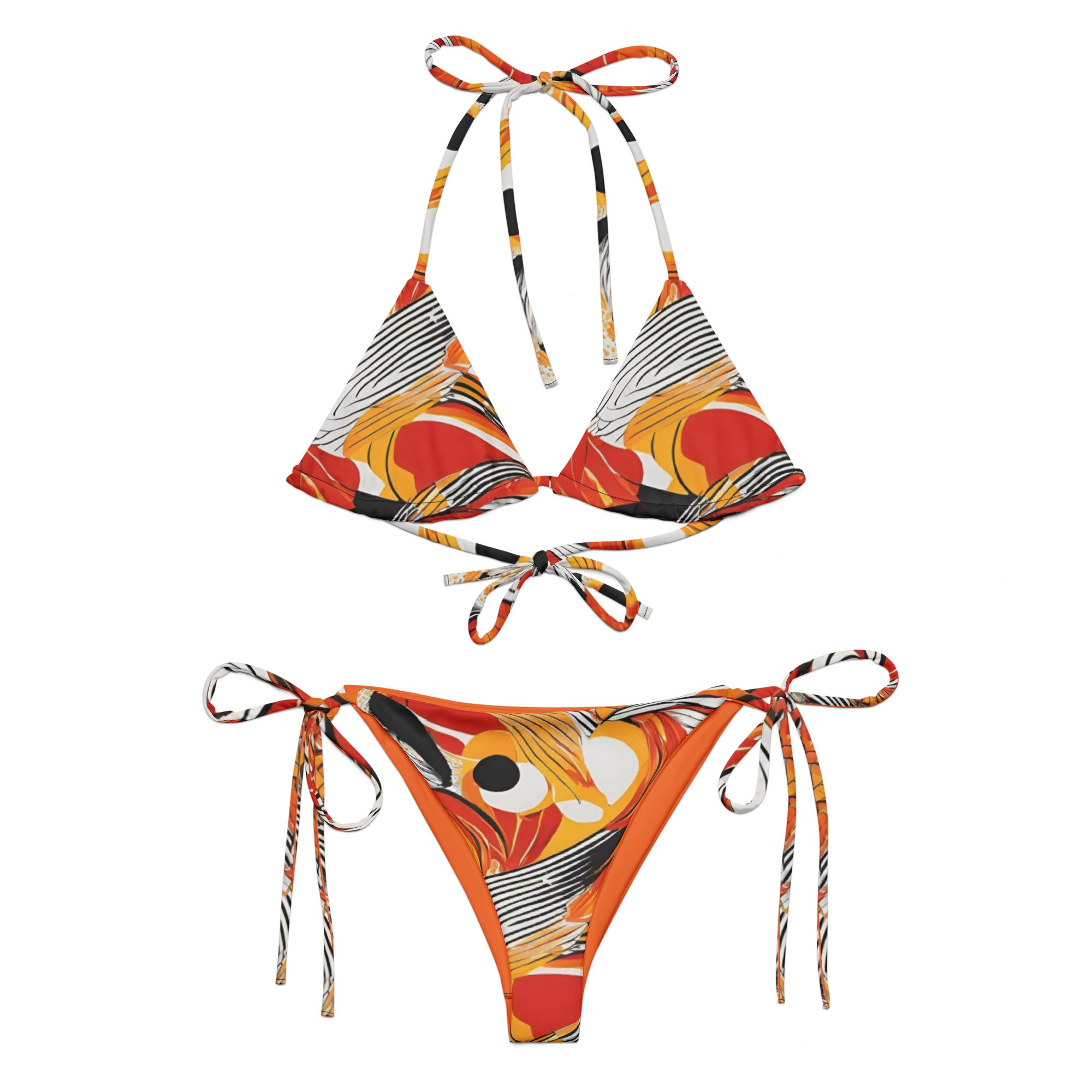 Dusk Drifter abstract print recycled fabric string bikini swimsuit