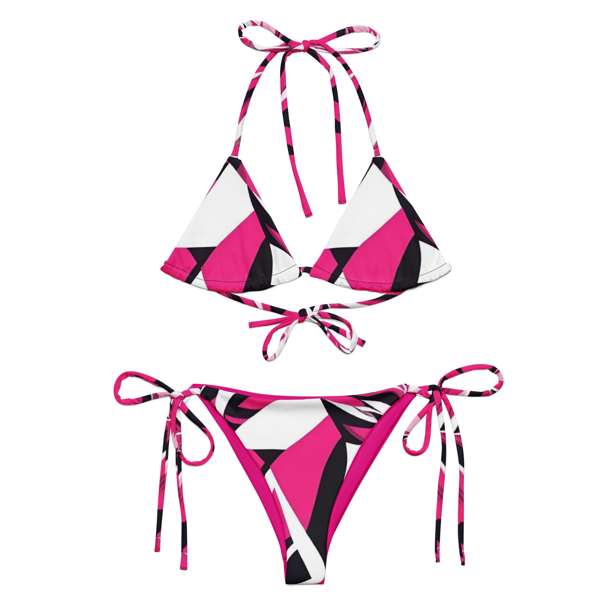 Hot Pink Prism Pulse recycled fabric string bikini swimsuit