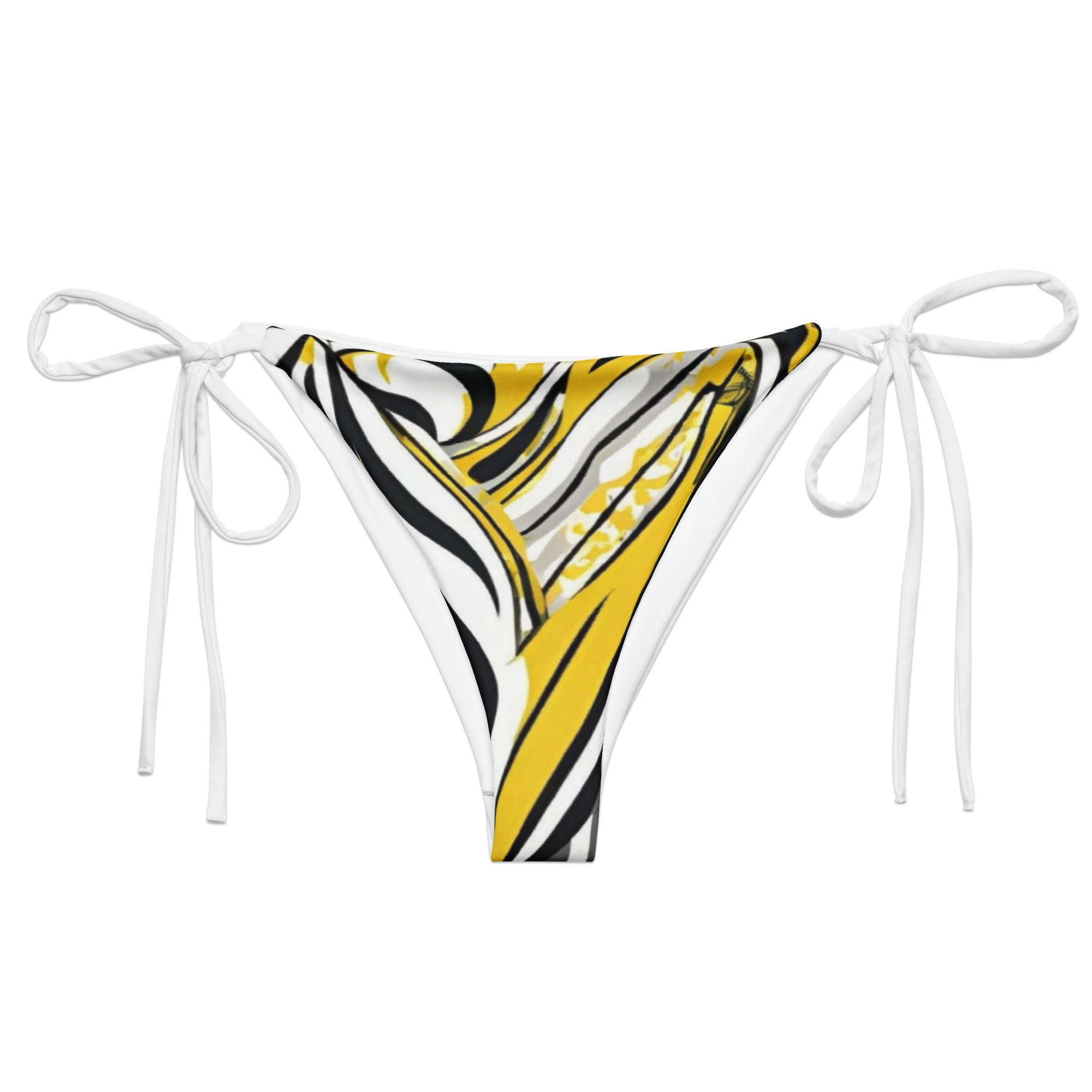 Jazzy Lemon Drop geometric print recycled string bikini bottom