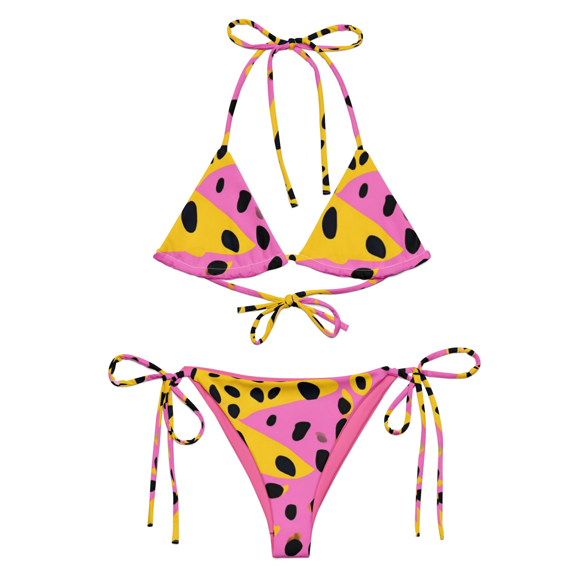 Sherbet Swirl animal print recycled fabric string bikini swimsuit