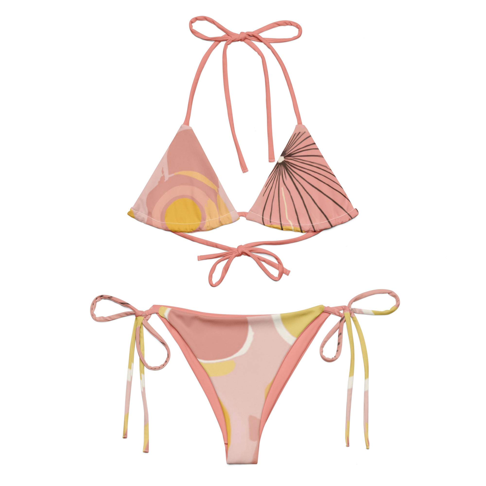 Sweet Sol Bubbles and Flowers Print recycled fabric string bikini