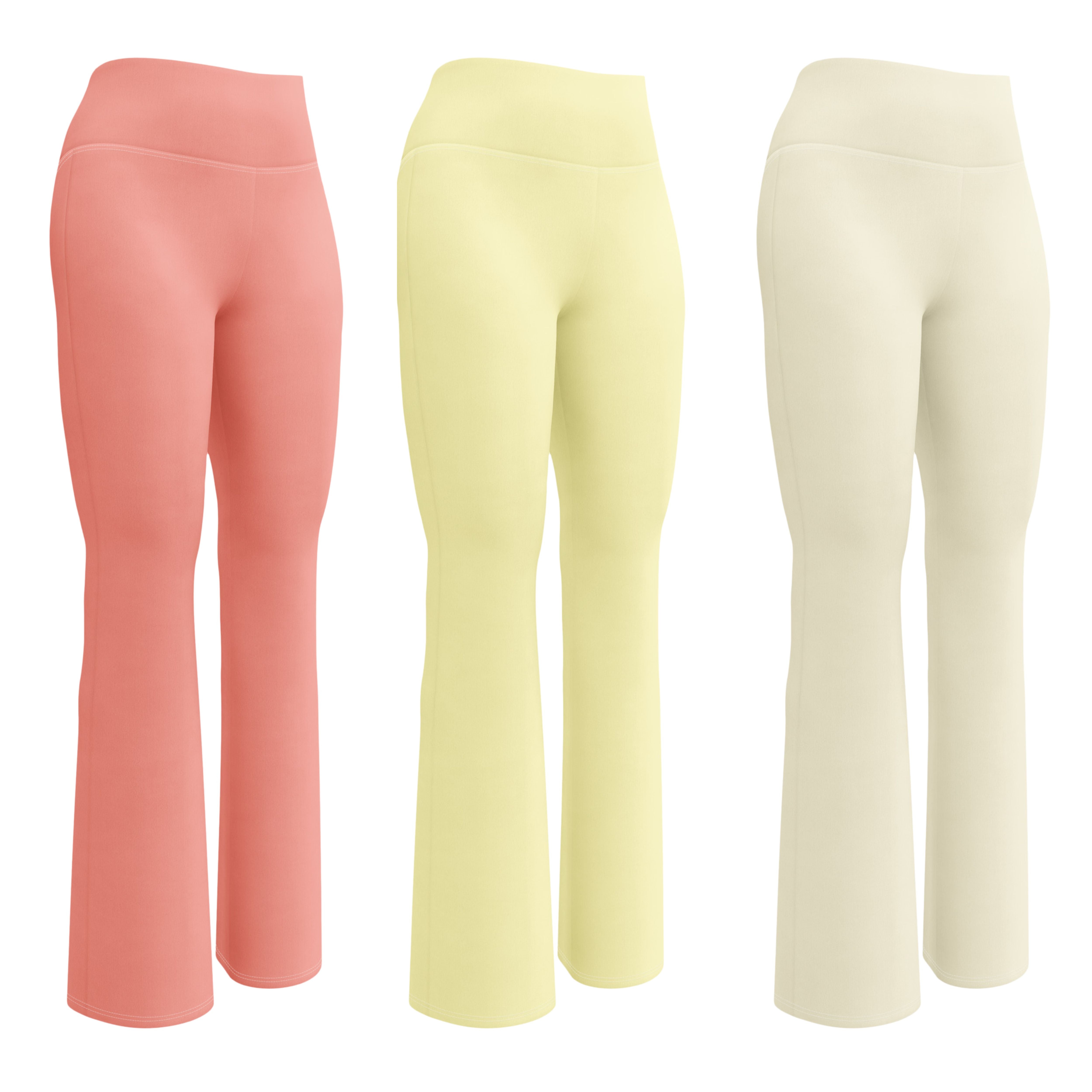 solid soft pastel colored yoga flare leggings