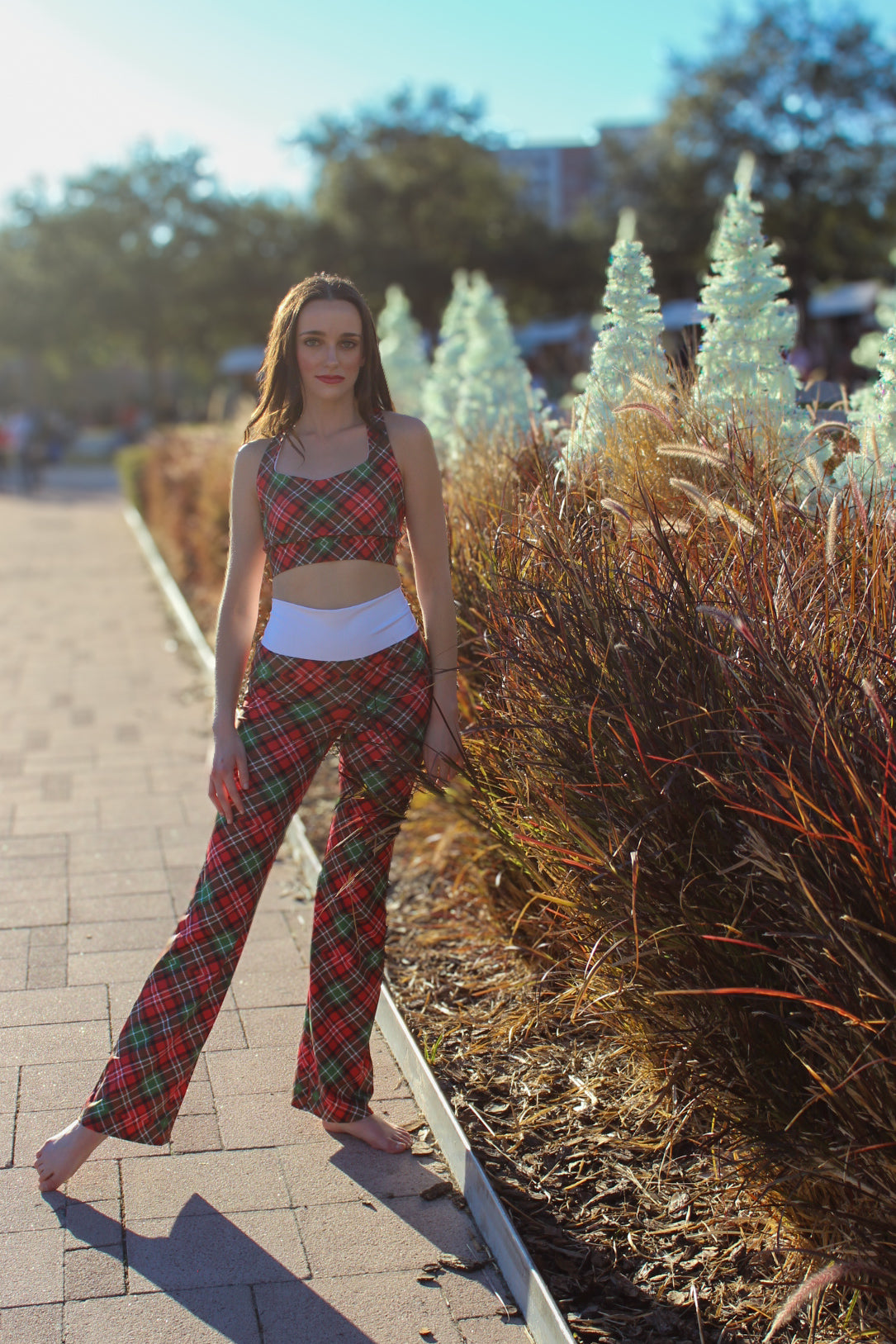 Holiday Plaid Sports Bra