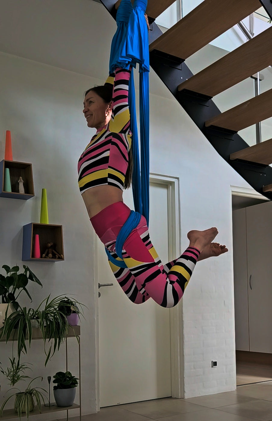 Pretty Pink Purrfect Stripes Recycled Long Sleeve Compression Crop Top