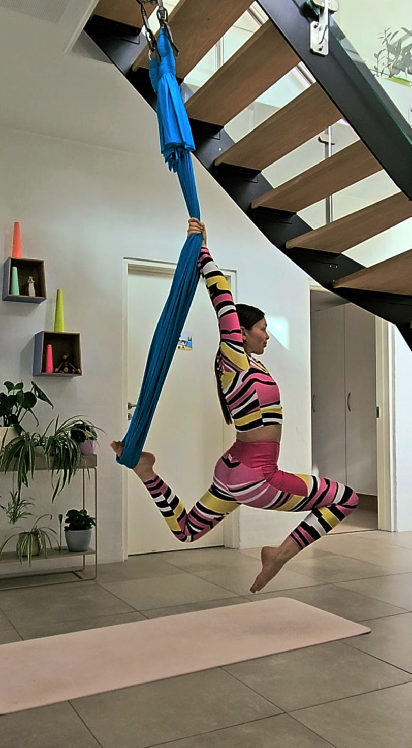 Pretty Pink Purrfect Stripes Eco Yoga Leggings with Side Pockets