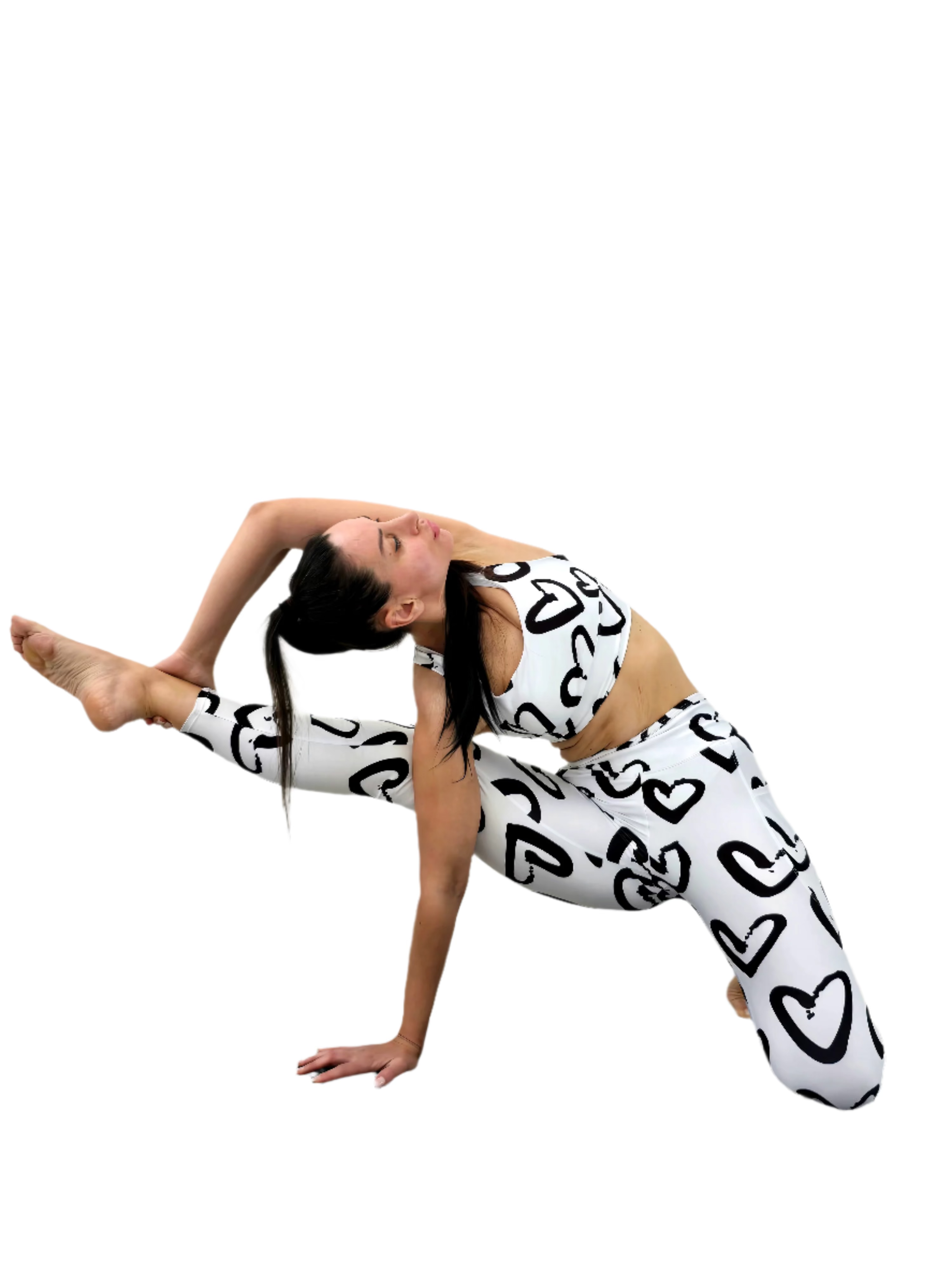 Lovin Hearts White & Black Eco-Friendly Full-Support Racerback Sports Bra