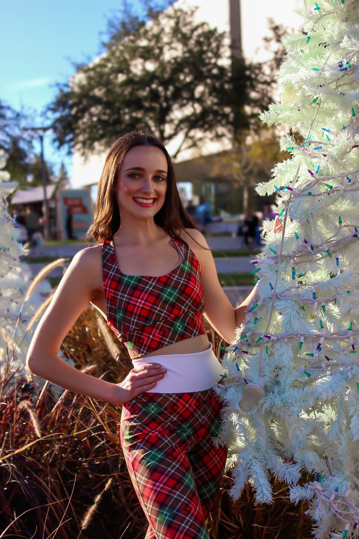 Holiday Plaid Sports Bra