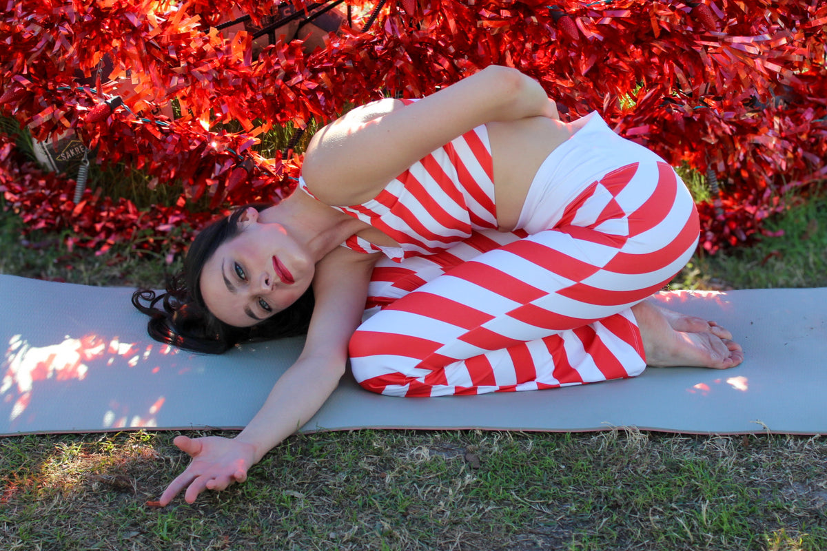 Holiday Peppermint Stripe Flare leggings