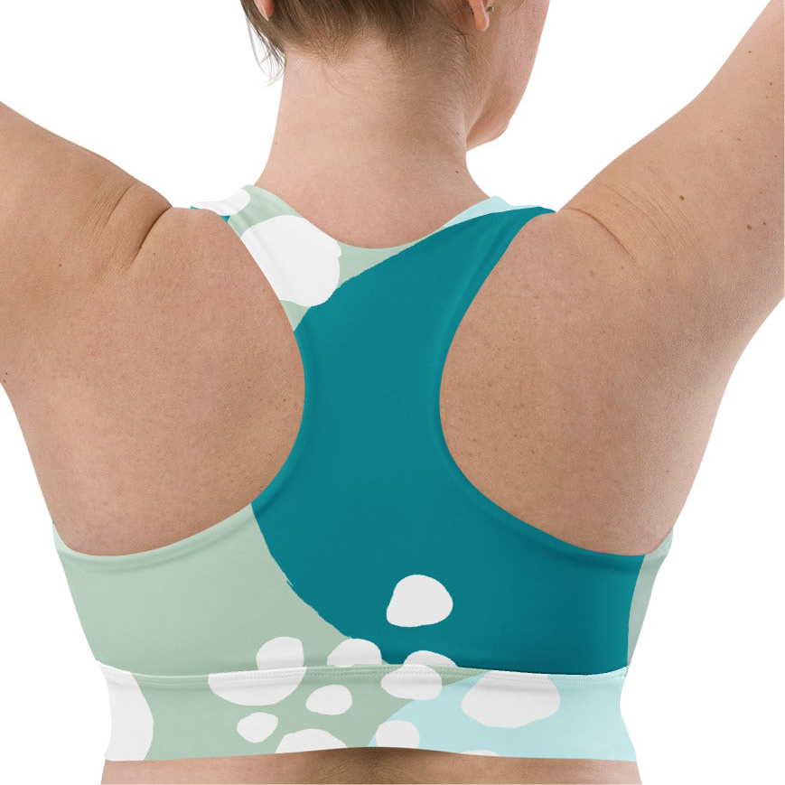 Shades of blue bubbles-Recycled Polyester High-Support Athletic Sports Bra