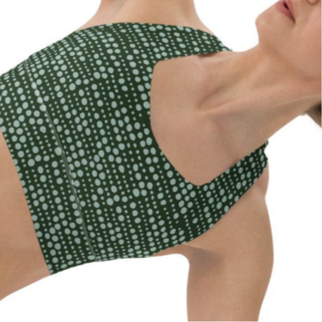 Green Skipping Stones Design-Full-Support Athletic Bra Made from Recycled Materials