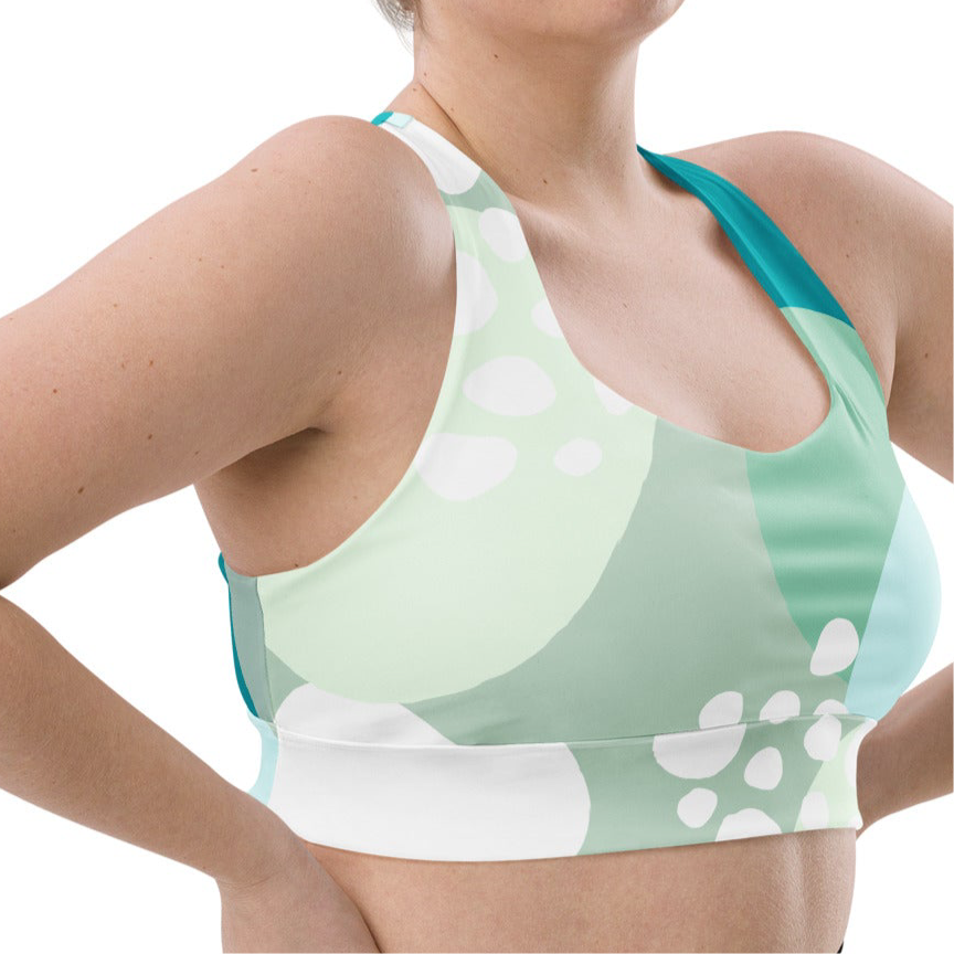 Shades of blue bubbles-Recycled Polyester High-Support Athletic Sports Bra