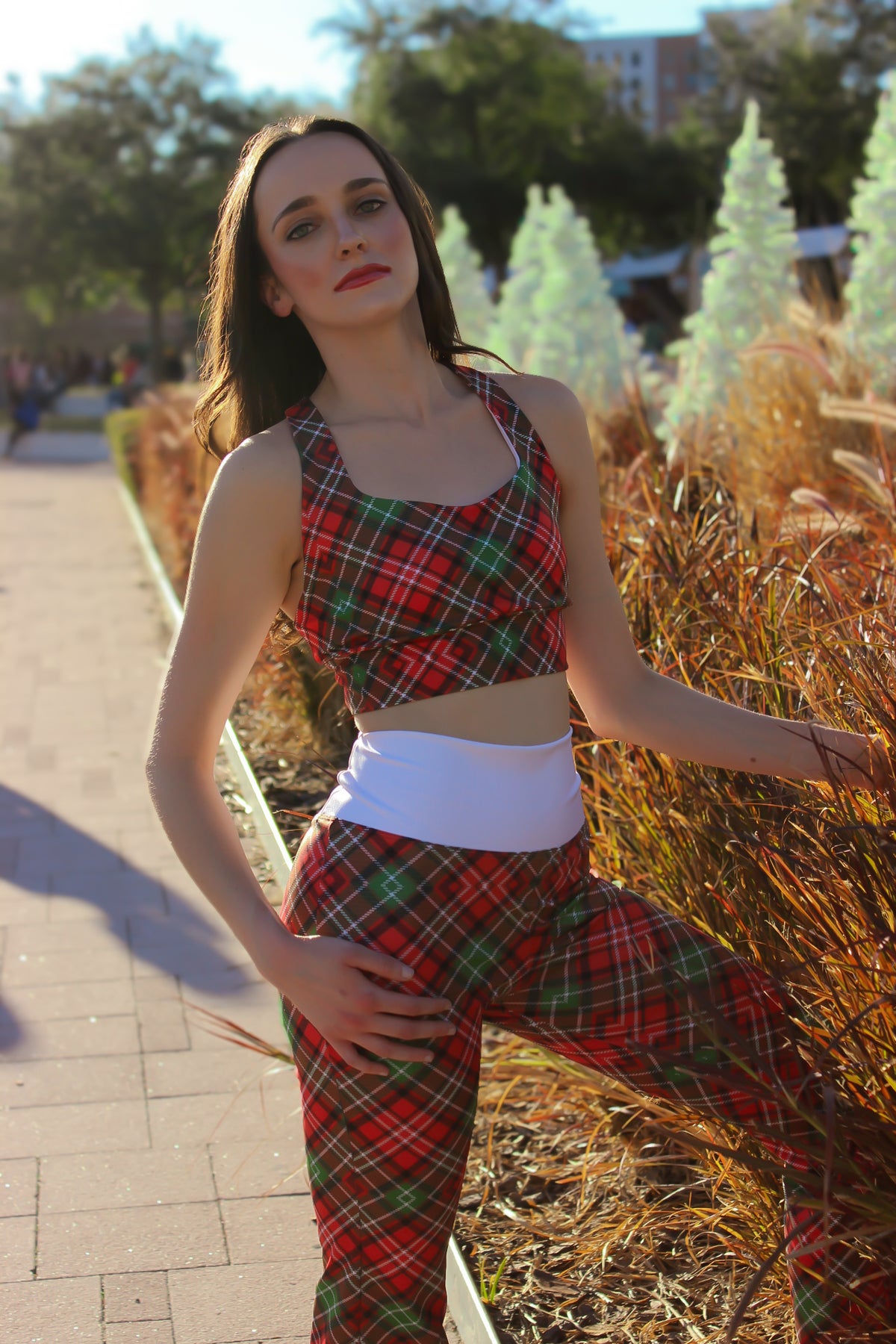 Holiday Plaid Sports Bra