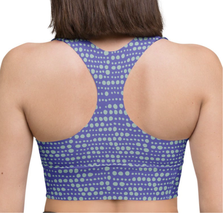 Purple Skipping Stones Design-Breathable Compression Racerback Sports Bra