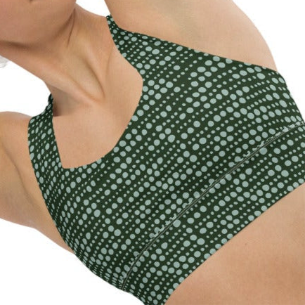 Green Skipping Stones Design-Full-Support Athletic Bra Made from Recycled Materials