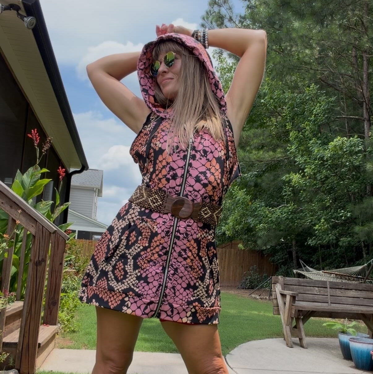 Drenched in Pink Snake Print- Eazy Breezy Jumper Dress