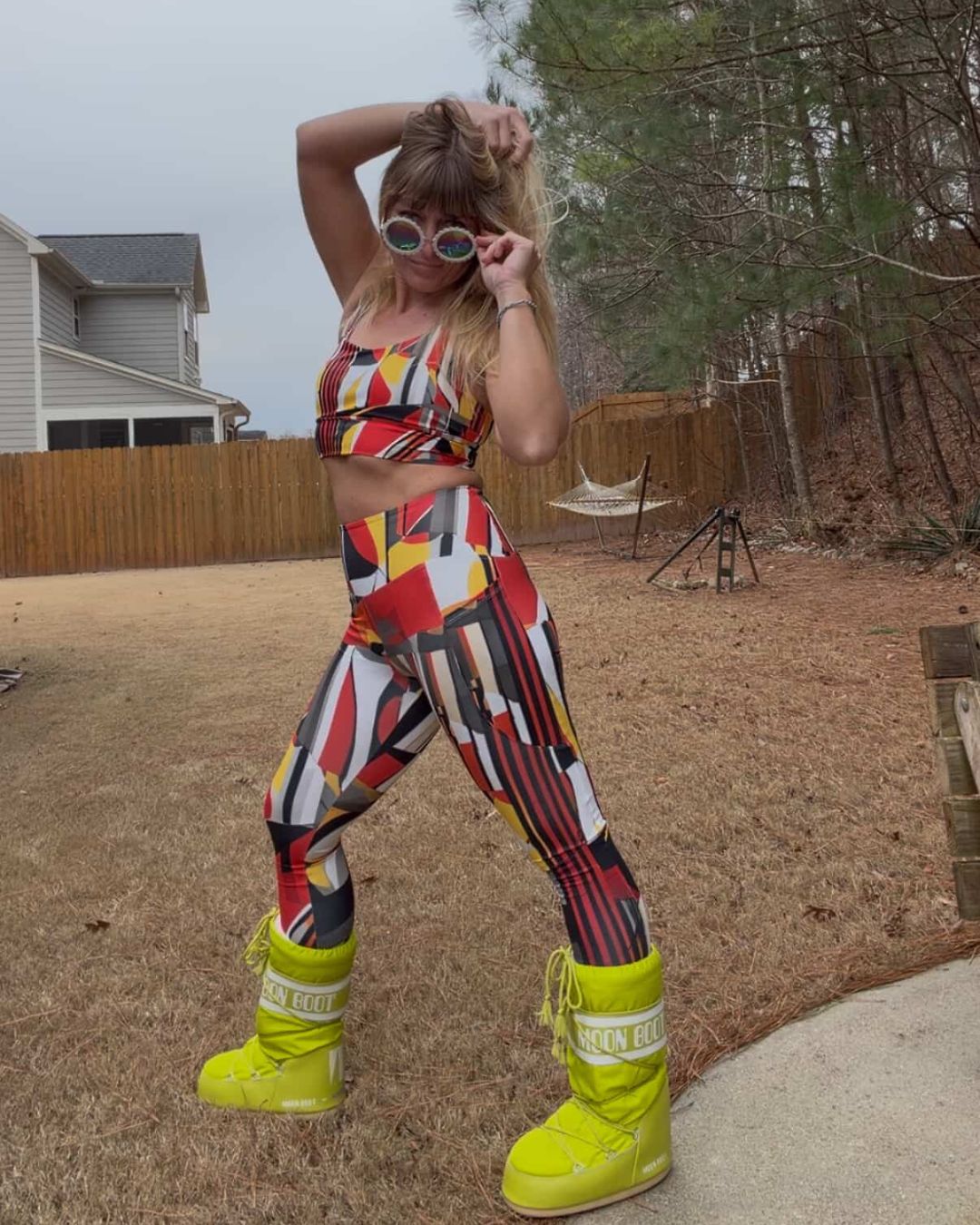 Geometric Print Yoga Leggings- Dusk Drifter